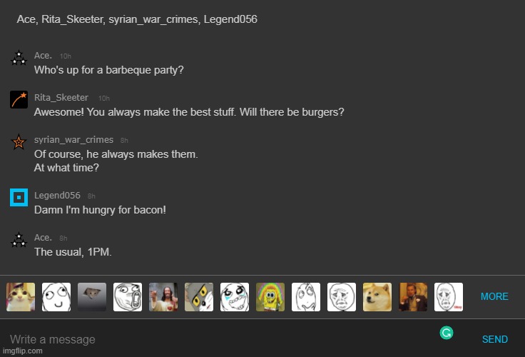 group chat concept created with inspect element (i edited it a bit) | made w/ Imgflip meme maker