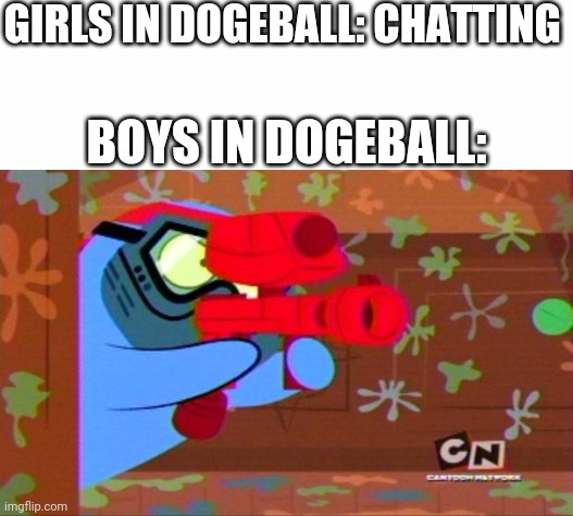 GIRLS IN DOGEBALL: CHATTING; BOYS IN DOGEBALL: | image tagged in white background,boys vs girls,girls vs boys | made w/ Imgflip meme maker