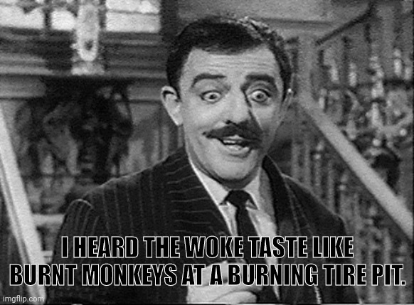 I HEARD THE WOKE TASTE LIKE BURNT MONKEYS AT A BURNING TIRE PIT. | made w/ Imgflip meme maker