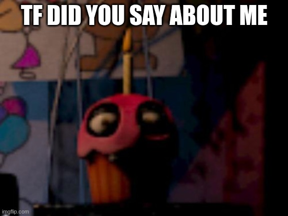 Not cool man :( | TF DID YOU SAY ABOUT ME | image tagged in five nights at freddy's fnaf carl the cupcake | made w/ Imgflip meme maker