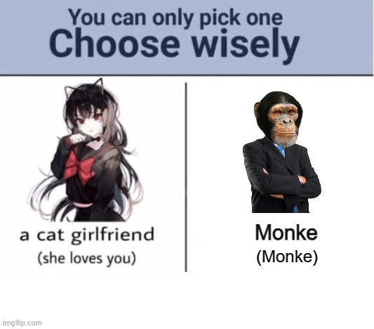 Choose wisely | Monke; (Monke) | image tagged in choose wisely | made w/ Imgflip meme maker