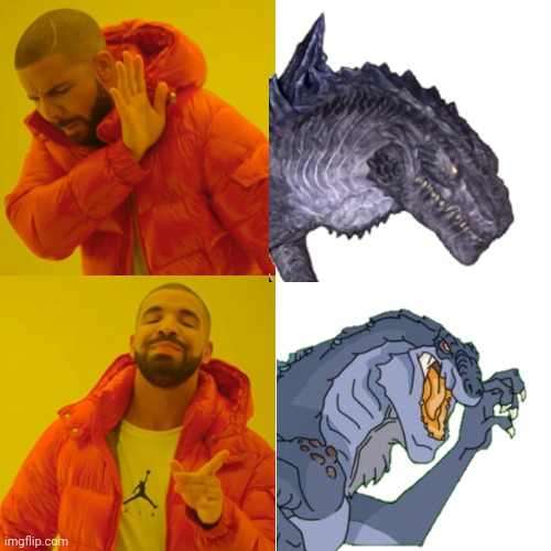Zilla jr is one of the best kaijus in my opinion | image tagged in memes,drake hotline bling,godzilla | made w/ Imgflip meme maker