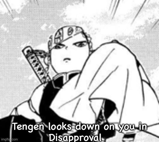 Tengen looks down on you in
Disapproval | made w/ Imgflip meme maker