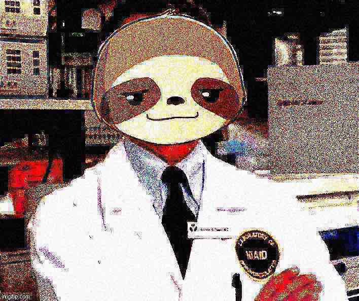 Sloth Dr. Fauci deep-fried Blank Meme Template