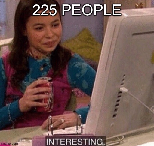 225 PEOPLE | image tagged in icarly interesting | made w/ Imgflip meme maker