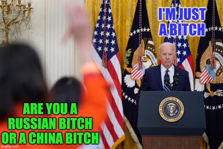ARE YOU A RUSSIAN BITCH OR A CHINA BITCH I'M JUST A BITCH | made w/ Imgflip meme maker