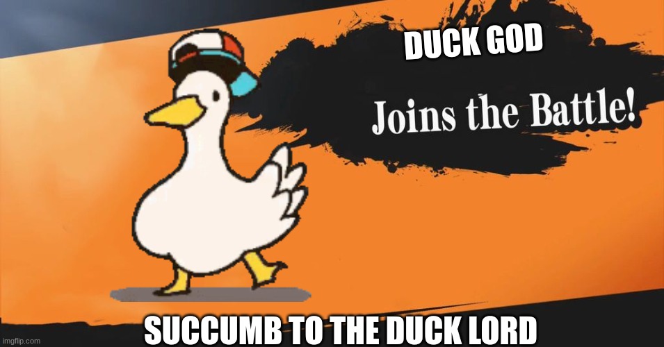 Smash Bros. | DUCK GOD; SUCCUMB TO THE DUCK LORD | image tagged in smash bros | made w/ Imgflip meme maker