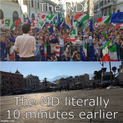Full Empty Square | The ND; The MD literally 10 minutes earlier | image tagged in full empty square | made w/ Imgflip meme maker