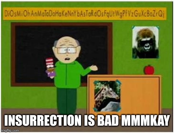 Mr Garrison  | INSURRECTION IS BAD MMMKAY | image tagged in mr garrison | made w/ Imgflip meme maker