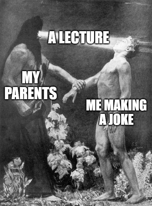 Schneider's Hypnose | A LECTURE; ME MAKING A JOKE; MY PARENTS | image tagged in schneider's hypnose,memes,funny memes | made w/ Imgflip meme maker