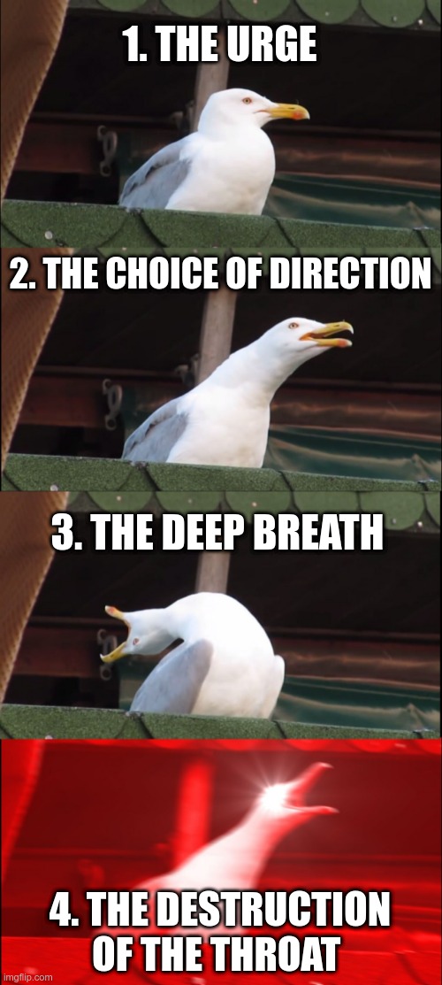The 4 Stages of Coughing | 1. THE URGE; 2. THE CHOICE OF DIRECTION; 3. THE DEEP BREATH; 4. THE DESTRUCTION OF THE THROAT | image tagged in memes,coughing | made w/ Imgflip meme maker