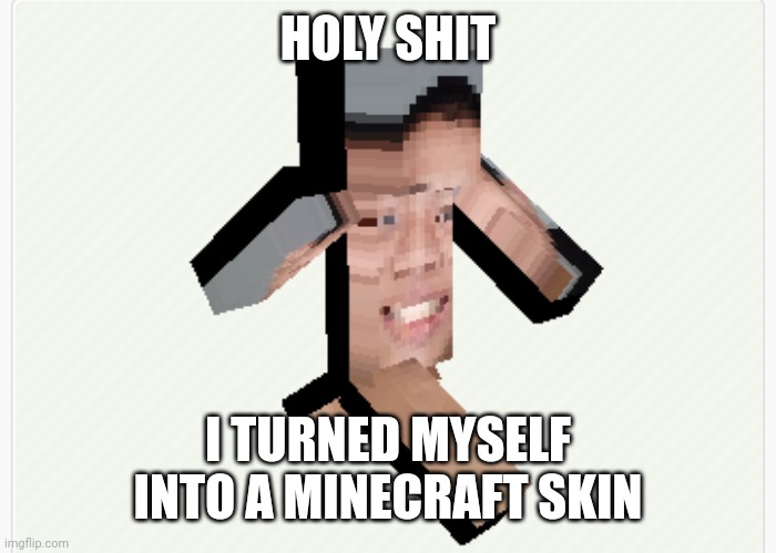 cursed | HOLY SHIT; I TURNED MYSELF INTO A MINECRAFT SKIN | made w/ Imgflip meme maker