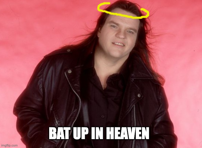 Bat Up In Heaven | BAT UP IN HEAVEN | image tagged in meatloaf,music,rock and roll | made w/ Imgflip meme maker