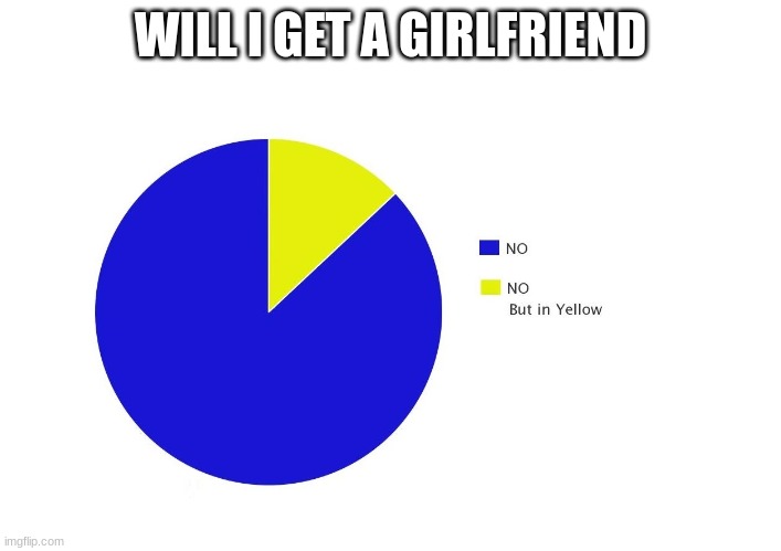 The truth | WILL I GET A GIRLFRIEND | image tagged in no but in yellow | made w/ Imgflip meme maker