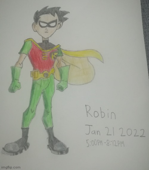 Robin from Teen Titans | image tagged in drawings,robin,teen titans | made w/ Imgflip meme maker