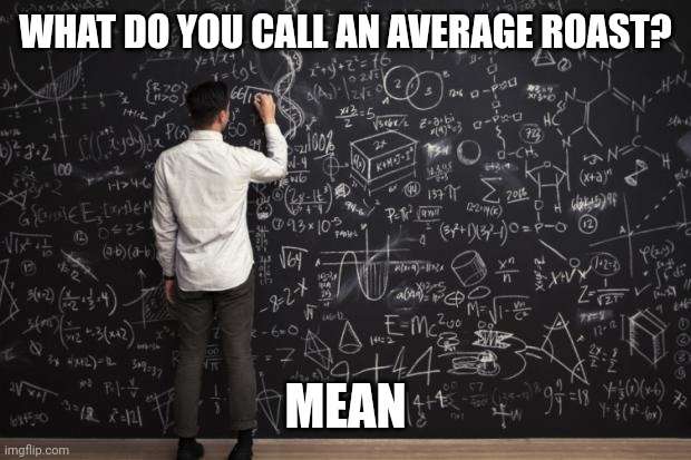Math jokes | WHAT DO YOU CALL AN AVERAGE ROAST? MEAN | image tagged in math,math lady/confused lady,average,roasted,mean girls | made w/ Imgflip meme maker