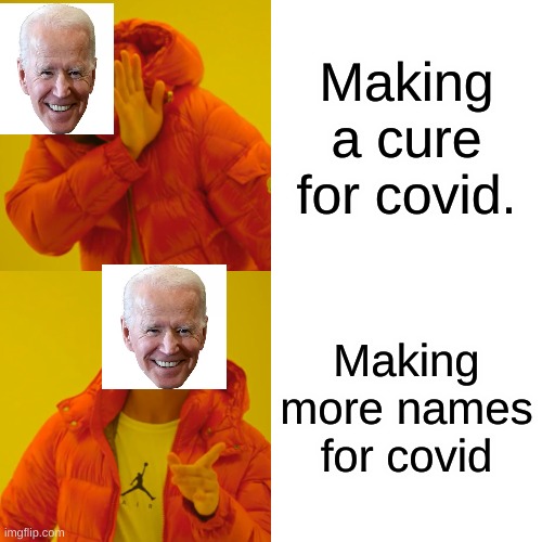 Driden | Making a cure for covid. Making more names for covid | image tagged in memes,drake hotline bling | made w/ Imgflip meme maker