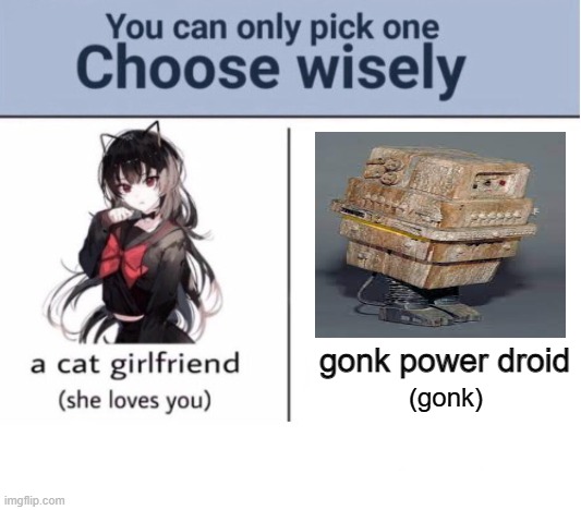 Choose wisely | gonk power droid; (gonk) | image tagged in choose wisely | made w/ Imgflip meme maker