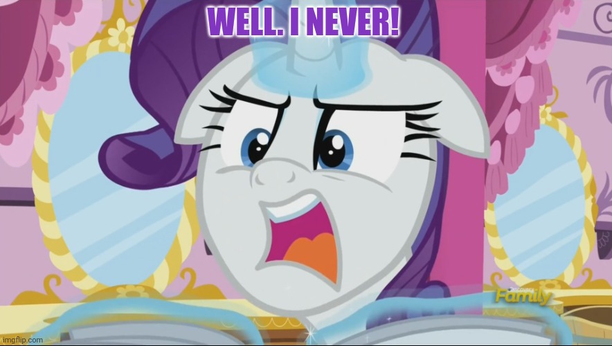MLp Rarity NO SPOILERS! | WELL. I NEVER! | image tagged in mlp rarity no spoilers | made w/ Imgflip meme maker