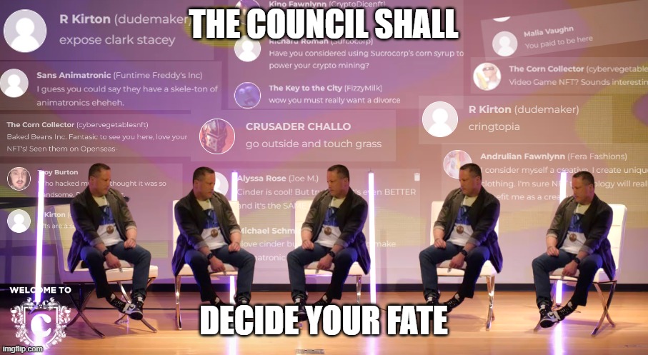 the clark stacey council shall decide your fate Blank Meme Template