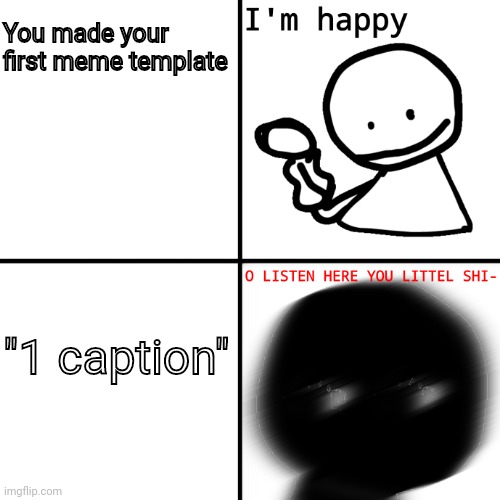 Why 1 caption? Just why? | You made your first meme template; "1 caption" | image tagged in bob is happy bob is mad | made w/ Imgflip meme maker
