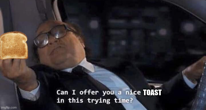 Can I offer you a nice egg in this trying time? | TOAST | image tagged in can i offer you a nice egg in this trying time | made w/ Imgflip meme maker