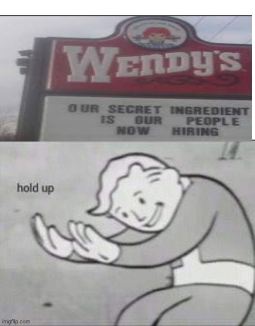 I had no clever title. | image tagged in fallout hold up,memes,funny,fallout,wendy's,imgflip | made w/ Imgflip meme maker