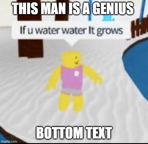 bad meme this is | THIS MAN IS A GENIUS; BOTTOM TEXT | image tagged in if you water water it grows | made w/ Imgflip meme maker