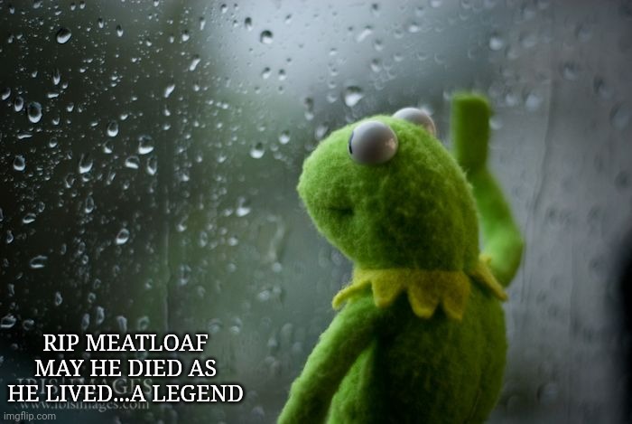 kermit window | RIP MEATLOAF MAY HE DIED AS HE LIVED...A LEGEND | image tagged in kermit window,meatloaf | made w/ Imgflip meme maker