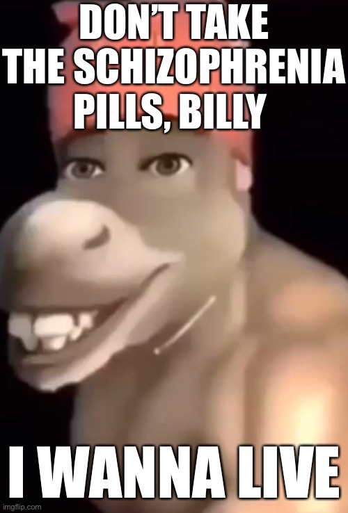 DON’T TAKE THE SCHIZOPHRENIA PILLS, BILLY; I WANNA LIVE | made w/ Imgflip meme maker