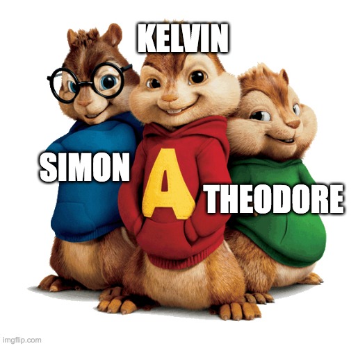 Alvin & The Chipmunks | KELVIN SIMON THEODORE | image tagged in alvin the chipmunks | made w/ Imgflip meme maker