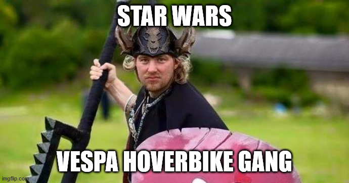 Bobafett_vespa | STAR WARS; VESPA HOVERBIKE GANG | image tagged in star wars | made w/ Imgflip meme maker