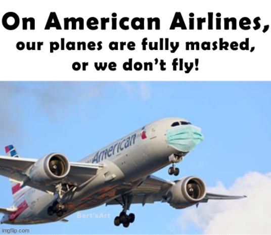 On American Airlines our planes are fully masked or we don't fly. The illusion is better than reality. | image tagged in memes,mask,funny,american airlines | made w/ Imgflip meme maker