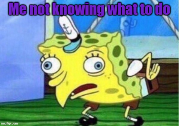 Mocking Spongebob | Me not knowing what to do | image tagged in memes,mocking spongebob | made w/ Imgflip meme maker