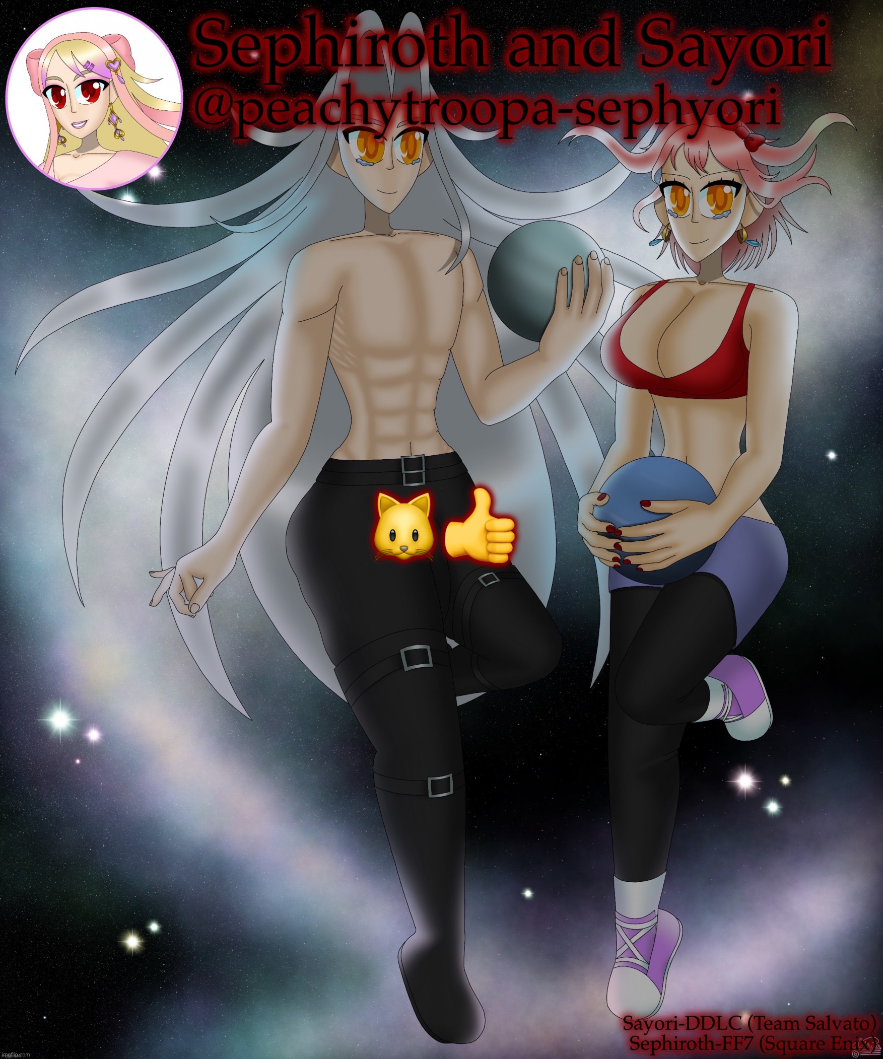Sayori and Sephiroth | 🐱👍 | image tagged in sayori and sephiroth | made w/ Imgflip meme maker