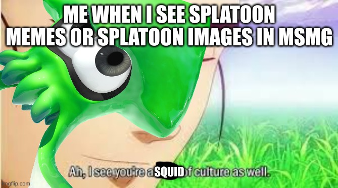 ME WHEN I SEE SPLATOON MEMES OR SPLATOON IMAGES IN MSMG; SQUID | image tagged in splatoon | made w/ Imgflip meme maker