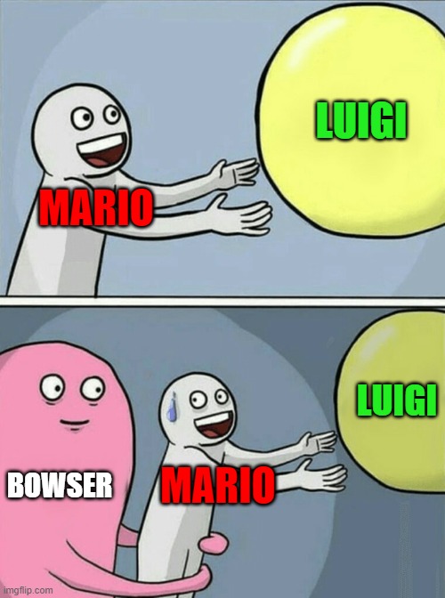mario |  LUIGI; MARIO; LUIGI; BOWSER; MARIO | image tagged in memes,running away balloon | made w/ Imgflip meme maker