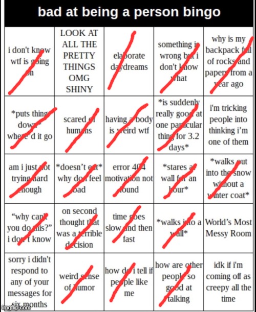 Debut | image tagged in bad at being a person bingo | made w/ Imgflip meme maker