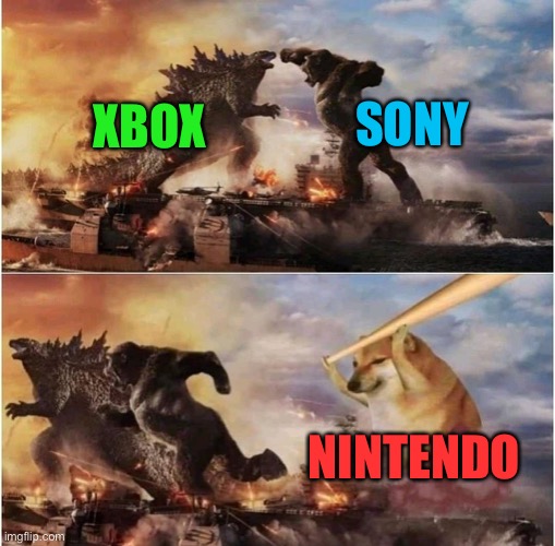 Kong Godzilla Doge | SONY; XBOX; NINTENDO | image tagged in kong godzilla doge | made w/ Imgflip meme maker