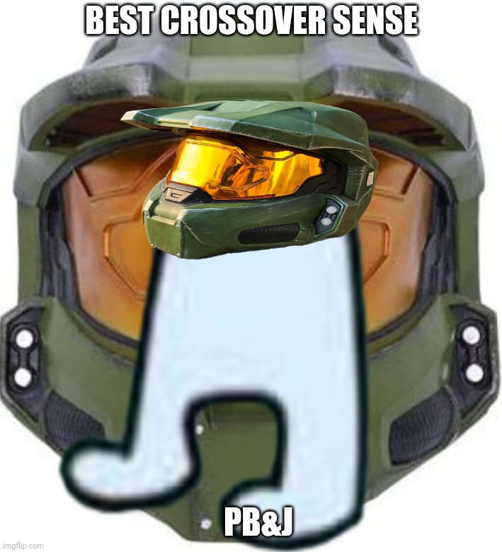 Not funny | BEST CROSSOVER SENSE; PB&J | image tagged in master chief,amongus | made w/ Imgflip meme maker