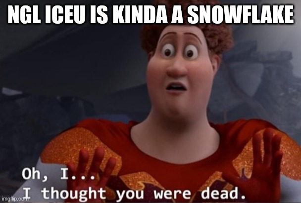 I thought you were dead | NGL ICEU IS KINDA A SNOWFLAKE | image tagged in i thought you were dead | made w/ Imgflip meme maker