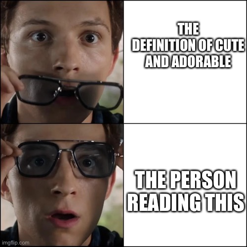 *takes off sunglasses like an action movie* | THE DEFINITION OF CUTE AND ADORABLE; THE PERSON READING THIS | image tagged in spiderman sunglasses,wholesome | made w/ Imgflip meme maker