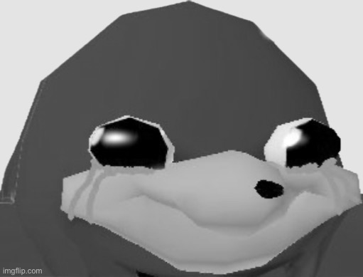 Crying Ugandan Knuckles grayscale | image tagged in crying ugandan knuckles grayscale | made w/ Imgflip meme maker