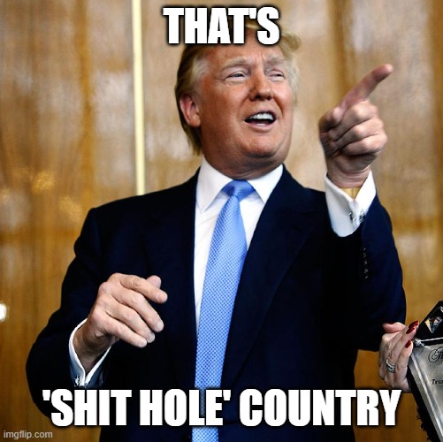 Donal Trump Birthday | THAT'S 'SHIT HOLE' COUNTRY | image tagged in donal trump birthday | made w/ Imgflip meme maker