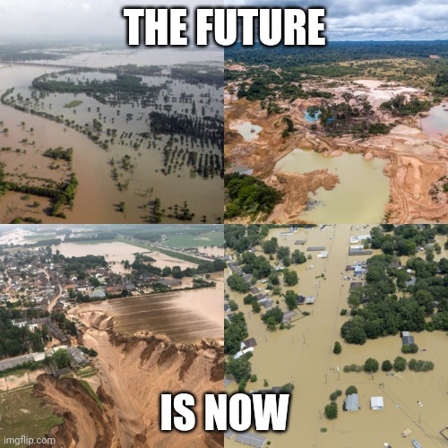 Floods | THE FUTURE; IS NOW | image tagged in floods | made w/ Imgflip meme maker