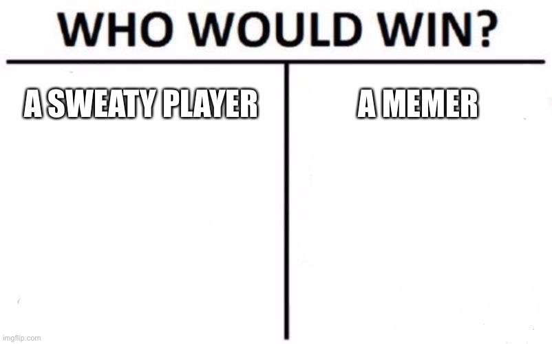 1v1 | A SWEATY PLAYER; A MEMER | image tagged in memes,who would win | made w/ Imgflip meme maker