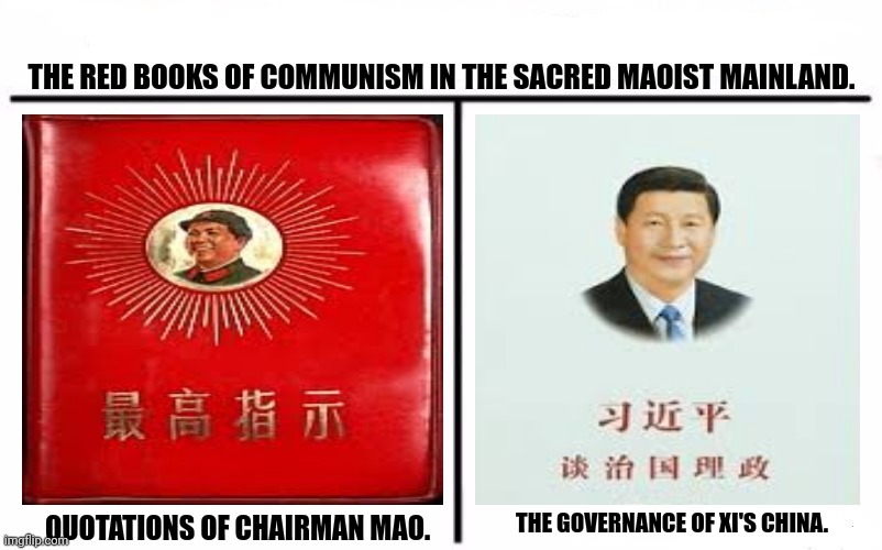 Who Would Win Blank | THE RED BOOKS OF COMMUNISM IN THE SACRED MAOIST MAINLAND. QUOTATIONS OF CHAIRMAN MAO. THE GOVERNANCE OF XI'S CHINA. | image tagged in memes,china,books | made w/ Imgflip meme maker