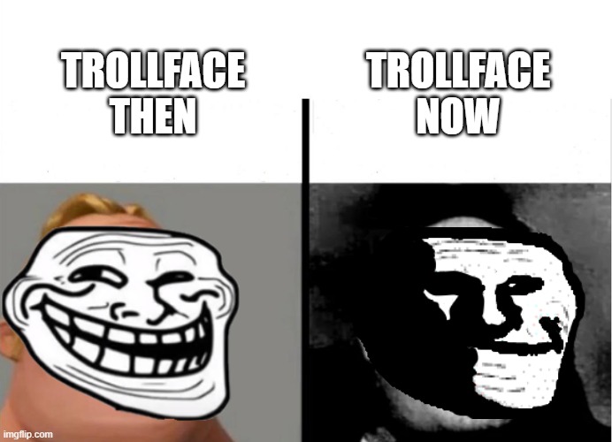 Teacher's Copy | TROLLFACE NOW; TROLLFACE THEN | image tagged in teacher's copy,trollge,trollface,troll face,memes,funny | made w/ Imgflip meme maker