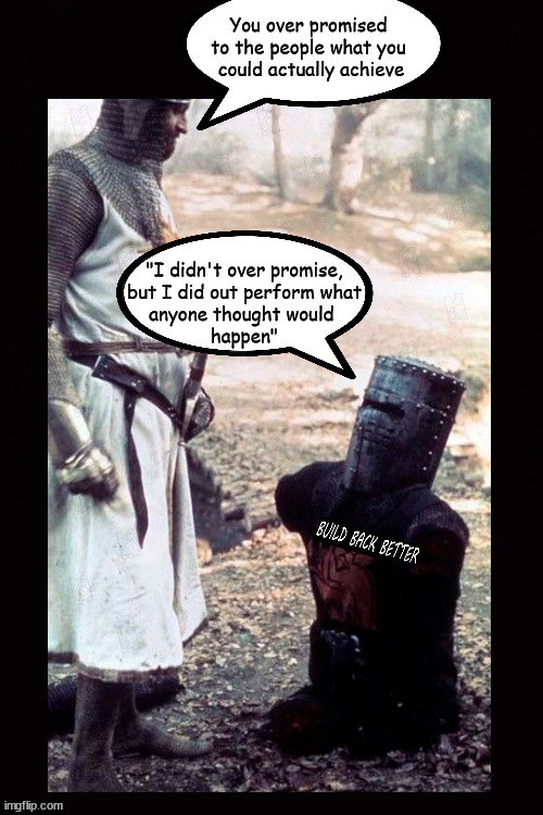 Biden out performs expectations ... | image tagged in biden,monty python black knight | made w/ Imgflip meme maker
