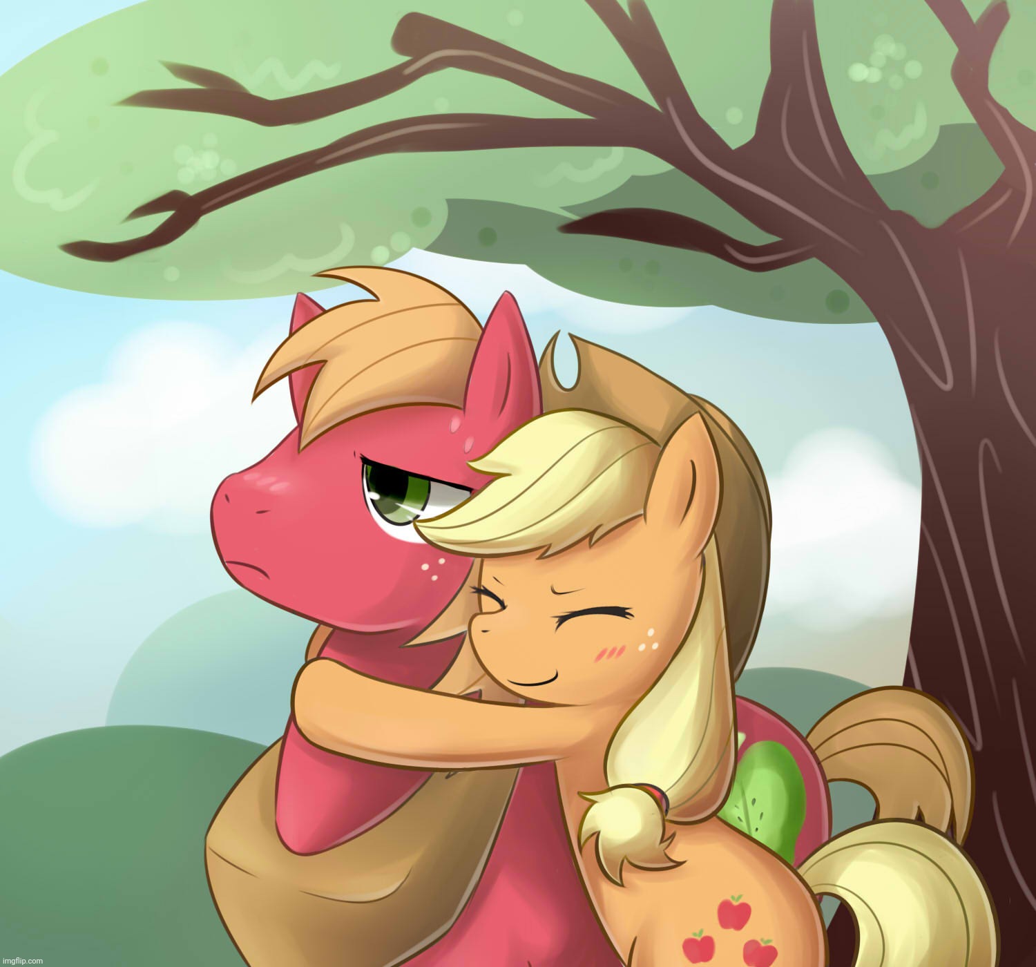Sibling Love (MLP) | image tagged in applejack,big macintosh,my little pony,art | made w/ Imgflip meme maker